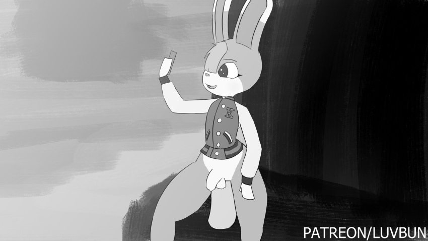 16:9 animal_crossing animated anthro balls clothing digital_media_(artwork) dildo genitals hair hi_res jacket lagomorph lil'bun male mammal nintendo open_mouth penis sasha_(animal_crossing) sex_toy short_playtime sitting solo topwear video_games widescreen