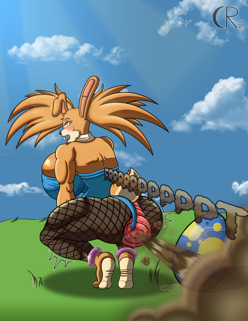 absurd_res ahe_gao anthro ass cloud corneliousrr crouching egg fart feet female gas hi_res hyper lagomorph leporid looking_pleasured mammal outside presenting prolapse rabbit shocked straining vivian_lopp