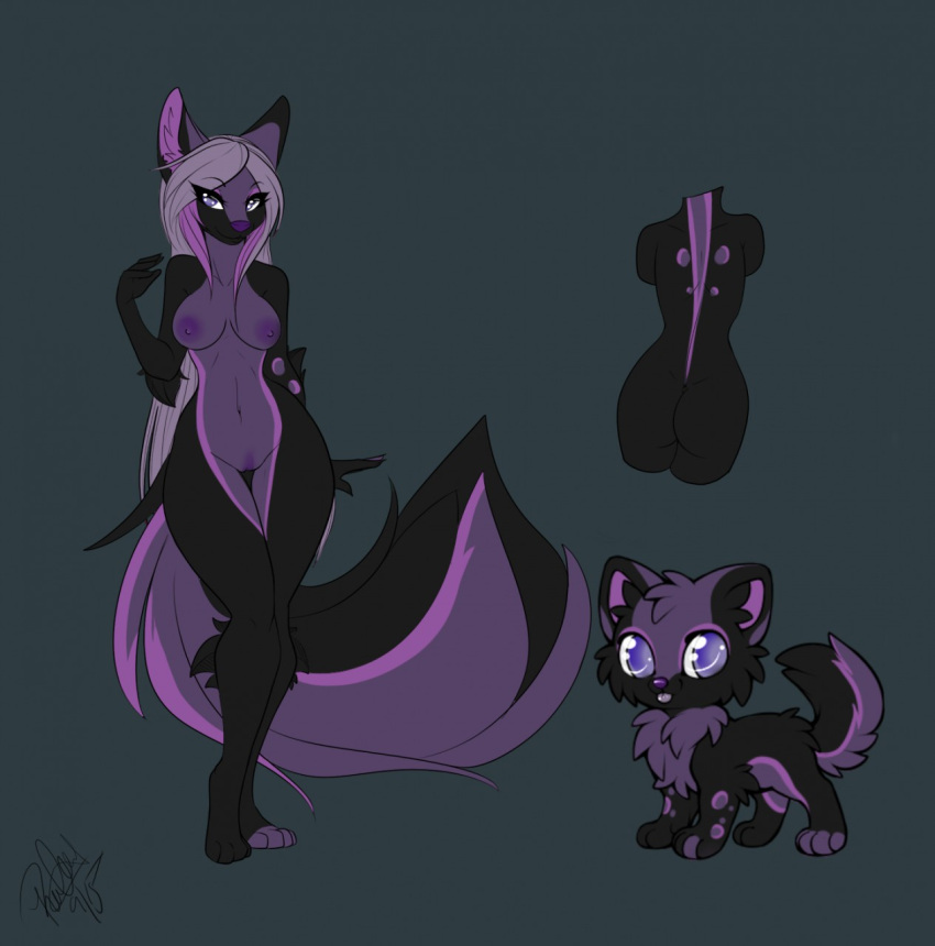 anthro breasts canid canine canis chibi female feral genitals hi_res mammal model_sheet nude pussy rielity wolf yaethierial_(character)