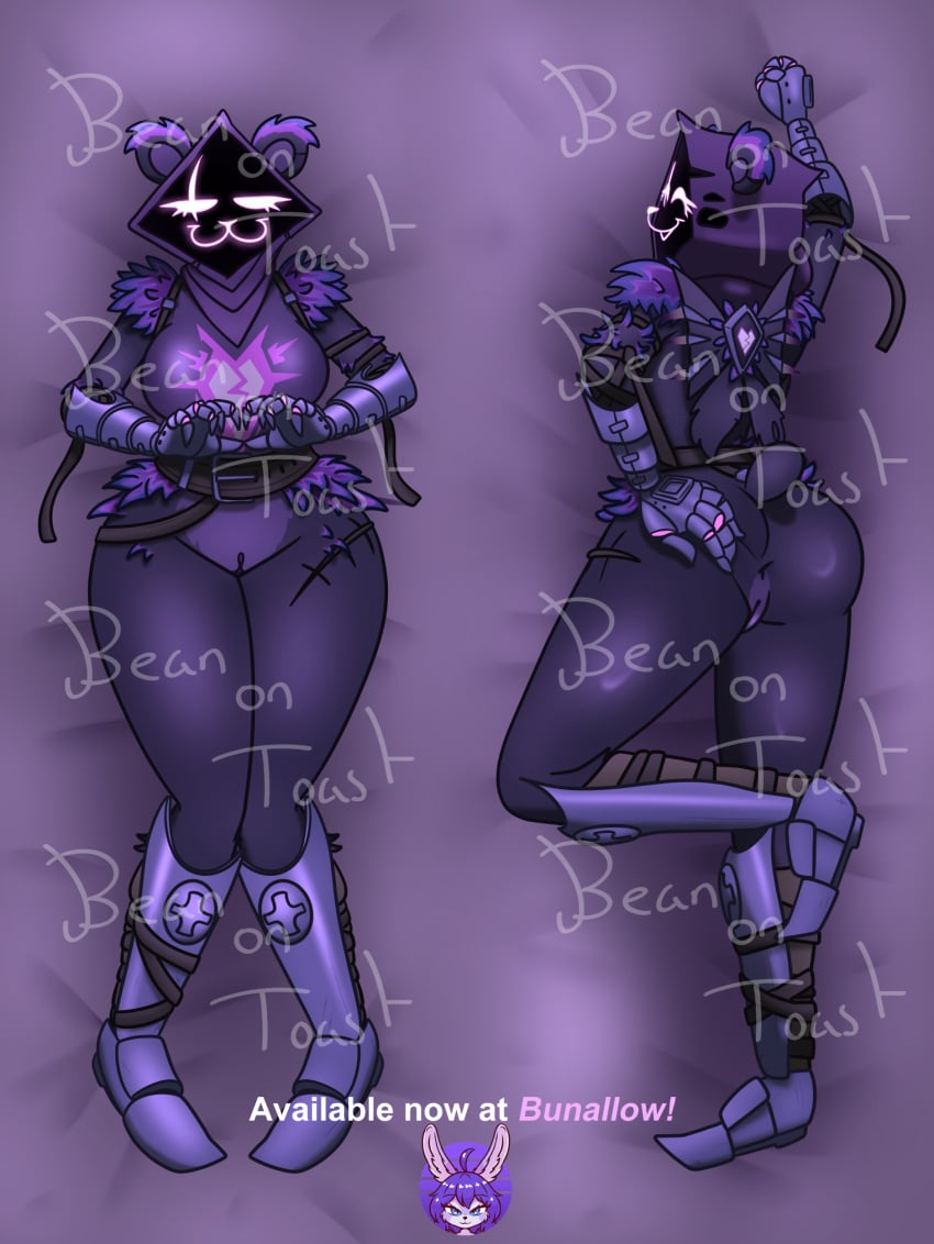 2024 2d 2d_(artwork) 2d_artwork beanontoast catgirl female fortnite furry furry_female glowing_face purple_body raven_team_leader thick_thighs visible_anus visible_pussy