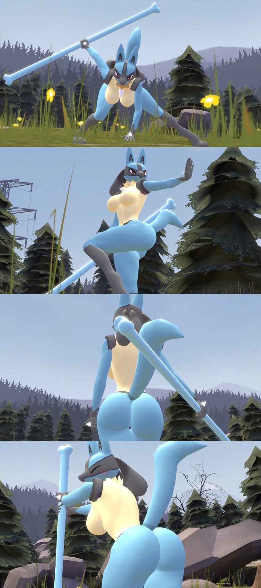 3d 3d_(artwork) baek-myo comic lucario nintendo pokémon_(species) pokemon