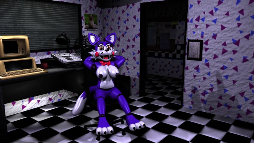 anthro anthro_only brown_eyes cat_ears cat_humanoid cat_tail cindy_(fnac) exposed_breasts exposed_nipples exposed_shoulders exposed_torso feline female female_focus female_only five_nights_at_candy's fnac furry furry_breasts furry_female furry_tail night nighttime paws purple_body purple_fur purple_nipples purple_skin sfm smile smile_at_viewer smiling smiling_at_viewer solo solo_anthro solo_female solo_focus source source_filmmaker source_filmmaker_(artwork) white_body white_fur white_skin