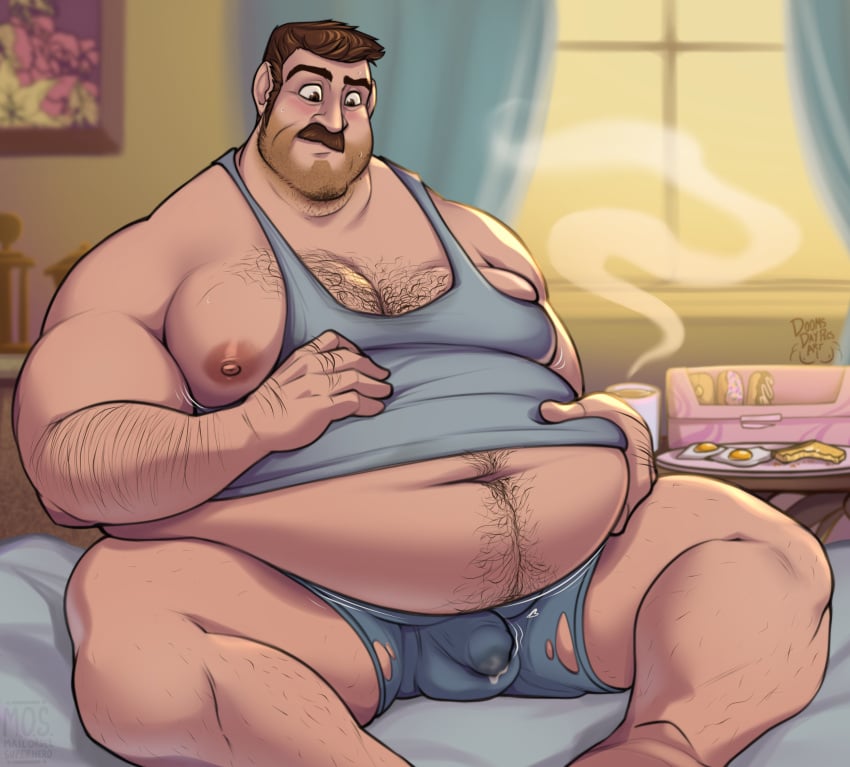 1boy belly bill_andersen body_hair bulge chubby chubby_male daddy disney donut egg fat fat_ass fat_belly fat_man flaccid gay inside_out inside_out_2 male male_only moobs obese obese_male overweight overweight_male pixar precum short_hair solo solo_male tagme weight_gain