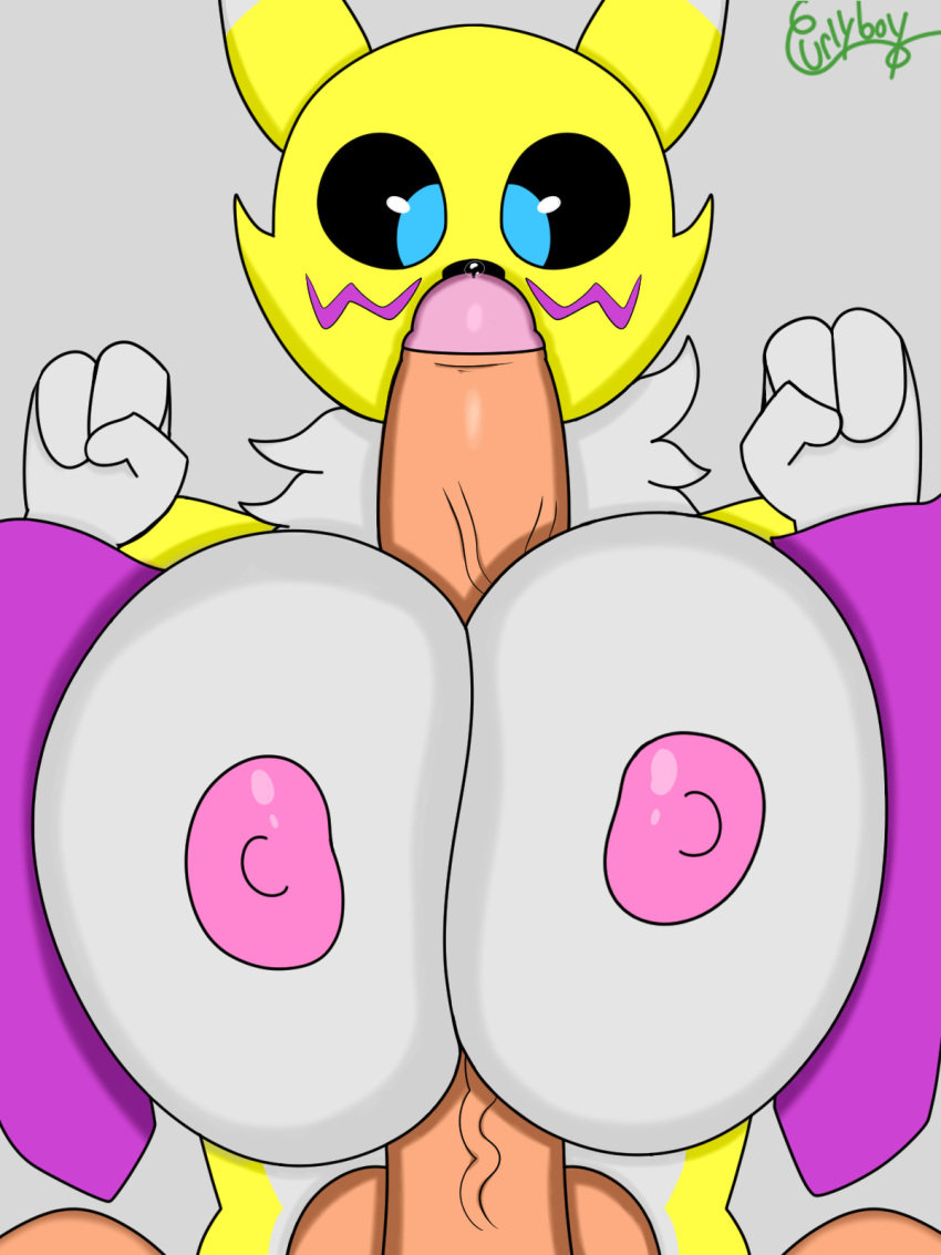 3:4 anthro balls bandai_namco big_balls big_breasts big_penis black_sclera blue_eyes bodily_fluids breast_play breasts curlyboy digimon digimon_(species) duo female fur genital_fluids genitals hi_res human human_on_anthro imminent_titfuck interspecies male male/female mammal neck_tuft nipples paizuri penis pink_nipples precum renamon renamon_(digimon) sex signature simple_background titfuck titjob tuft vein veiny_penis white_body white_fur white_male white_penis white_skin yellow_body yellow_fur