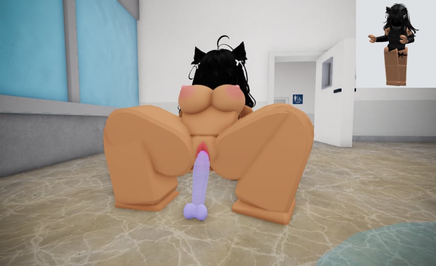 3d areolae bathroom best big_ass big_breasts big_thighs breasts dildo dildo_in_pussy female ninjashyper2 nipples nude public pussy reference_image restroom riding riding_dildo roblox roblox_avatar robloxian tagme thick_thighs thighs