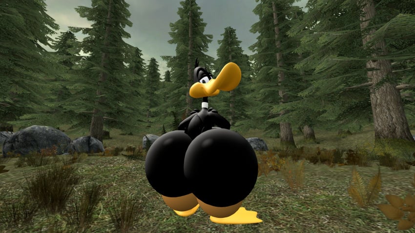 ass ass ass_bigger_than_head big_ass big_butt cupcake887 daffy_duck looking_at_viewer looking_back