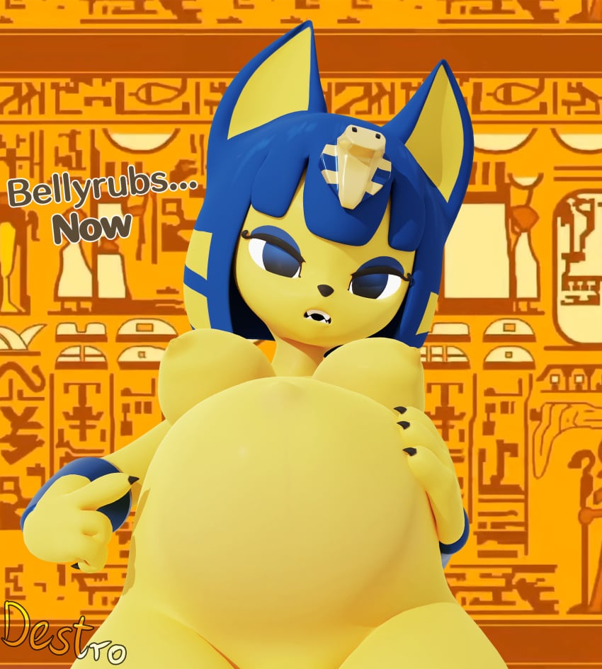 1girls 2021 3d 3d_(artwork) 3d_model animal_crossing ankha ankha_(animal_crossing) ankha_(hazeker) ankha_ride_(minus8) anthro blue_eyes blue_hair breasts doubutsu_no_mori feline female female_only furry hazeker hdddestroyer looking_at_viewer nairu_(doubutsu_no_mori) nintendo nipples pregnant short_hair talking_to_viewer yellow_fur