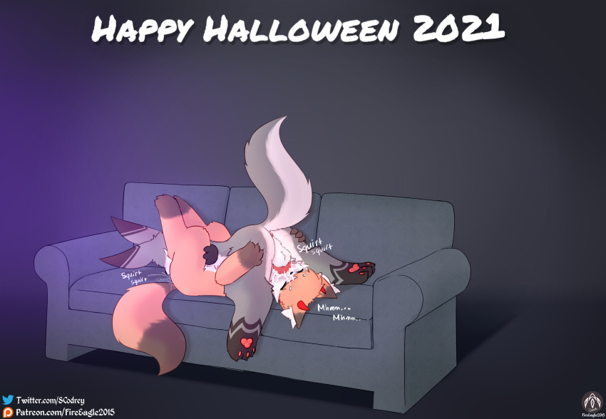 ! 2021 69_position ambiguous_gender anthro anus ass balls blush bodily_fluids butt_grab collar cum cum_in_mouth cum_inside cum_leaking devil_horns_(disambiguation) duo english_text female fluffy fluffy_tail food fur furniture furry furry_only genital_fluids genitals grey_body grey_fur halloween hand_on_butt hi_res holiday_message holidays inner_ear_fluff iradeon licking logo long_ears lying male male/ambiguous male/female naked nia_(senz) nude onomatopoeia open_mouth oral oral_penetration orange_body orange_fur patreon patreon_logo patreon_username pawpads penetration raised_tail sean_(senz) senz sex sofa sound_effects squirting tail text tongue tongue_out tuft twitter twitter_logo url yellow_collar