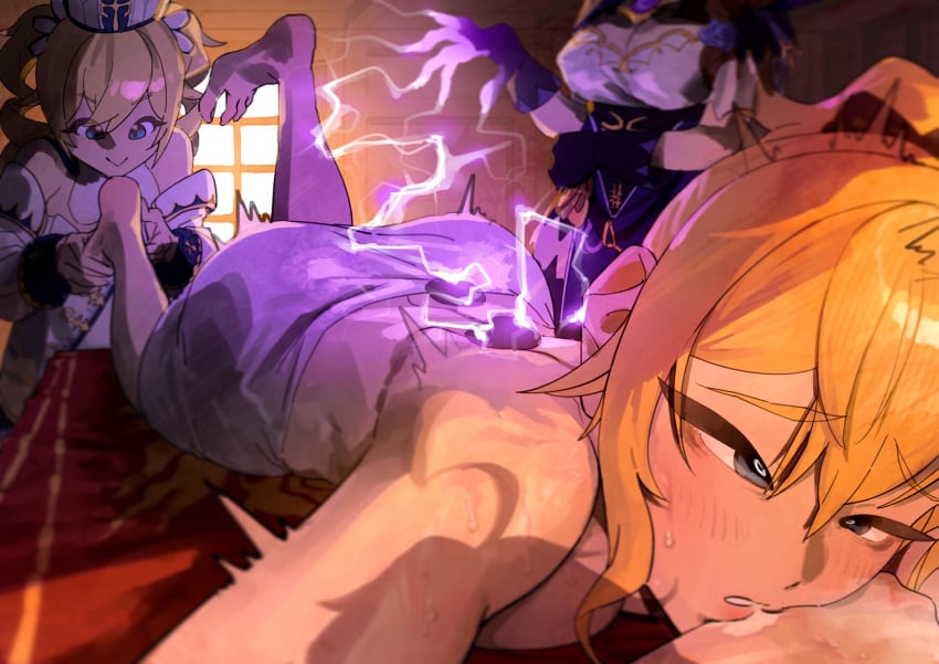 2024 3girls ass barbara_(genshin_impact) bare_back bareback big_ass blonde_hair blonde_hair_female blondie blue_eyes blue_eyes_female boob_window boobs_out breast_window breasts breasts_on_table breasts_out bright_colors cross detached_collar detached_sleeves dress drooling electric_shock electricity_play electrocuted electrocution females_focus females_only genshin_impact gloved gloved_hands gloves gold_trim hoyoverse indoor indoors jean_gunnhildr kuriki latin_cross laying_on_table legs_up lisa_(genshin_impact) massage massage_table mihoyo mini_hat multiple_girls no_sex nun older_sister older_sister_younger_sister on_stomach on_table plump_ass plump_butt ponytail ponytail_female purple_dress raised_legs sailor_hat september sisters stones sweat sweating topless topless_female touching_feet towel towel_around_waist tremble_lines tremble_spikes trio trio_focus twintails twintails_(hairstyle) white_clothing white_dress