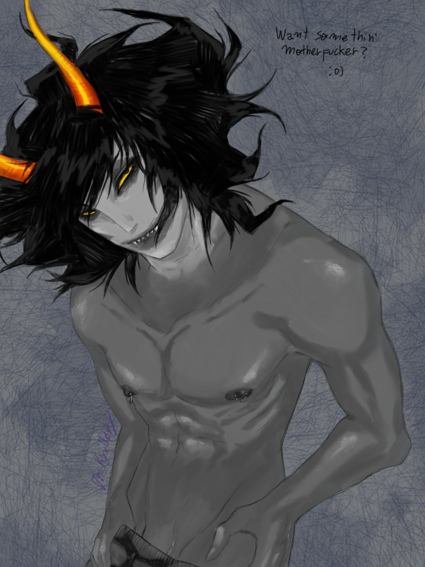 fanart gamzee_makara homestuck homestuck_troll male male_only nipple_piercing nipples shirtless_male