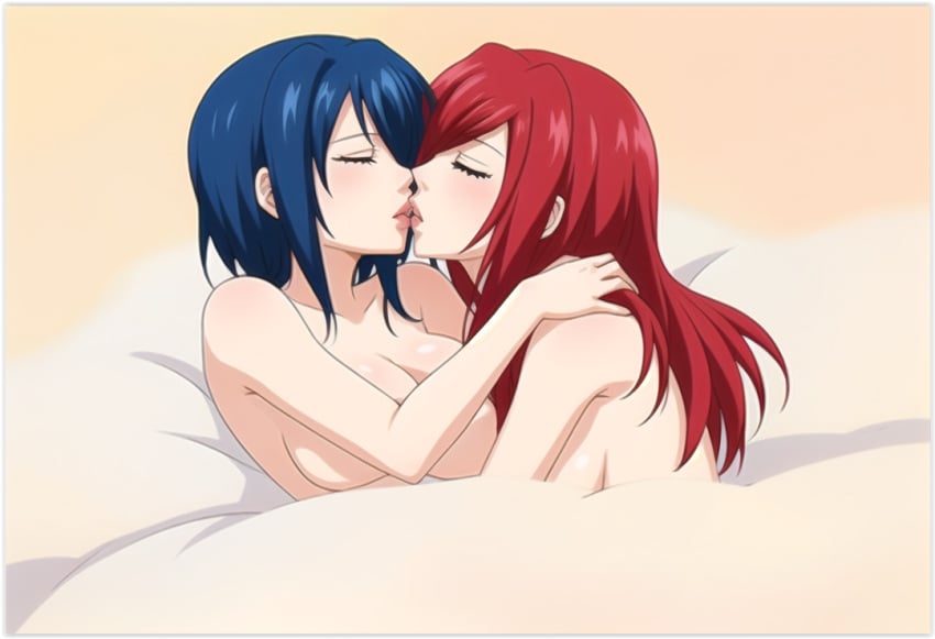 2females 2girls 2women ai_generated erza_scarlet fairy_tail girl_on_girl high_school_dxd lesbian_couple lesbian_domination lesbian_kiss lesbian_sex xenovia_quarta yuri yuri yuri