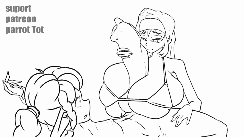 animated big_breasts canine_genitalia canine_penis demon futanari huge_breasts human_with_animal_genitalia human_with_canine_penis line_art nun paizuri parrottot size_difference titjob