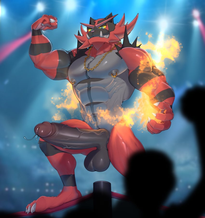 2024 abs absurd_res anthro anthro_focus areola audience balls barazoku bedroom_eyes bent_leg biceps big_balls big_muscles big_penis bodily_fluids claws deuzion erection eyebrows fighting_ring fire flexing flexing_bicep fur generation_7_pokemon genital_fluids genitals glans gold_(metal) gold_jewelry gold_piercing group hi_res huge_balls huge_cock huge_muscles human humanoid_genitalia humanoid_penis incineroar inside jewelry long_penis male mammal muscular muscular_anthro muscular_male narrowed_eyes necklace nintendo nipple_piercing nipple_ring nipples nude obliques pecs penis piercing pokemon pokemon_(species) precum precum_string presenting presenting_penis public ring_piercing seductive serratus silhouette smile smirk solo_focus spotlight standing teeth thick_arms thick_penis tuft urethra vein