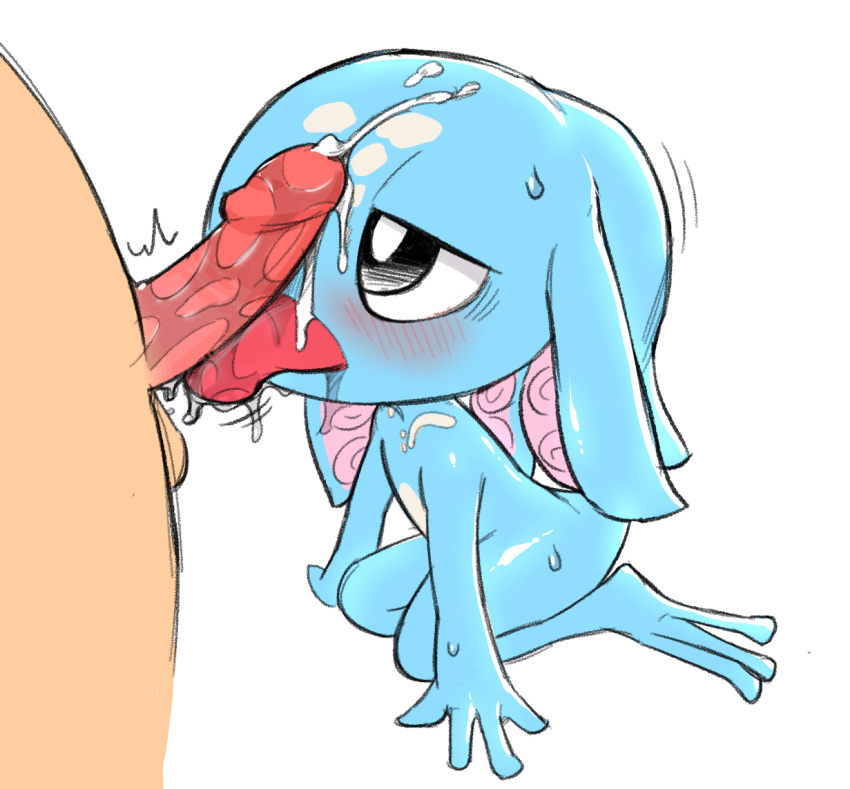 ambiguous_gender balls blush bodily_fluids cum cum_on_face digital_media_(artwork) duo ejaculation erection faceless_character faceless_male fizz_(lol) genital_fluids genitals humanoid_genitalia kneeling league_of_legends licking male male/ambiguous male_only mammal marine open_mouth oral orgasm penile penis penis_lick penis_on_face pseudo_hair pwslz riot_games saliva sex simple_background solo_focus tentacle tentacle_hair tongue tongue_out video_games yordle