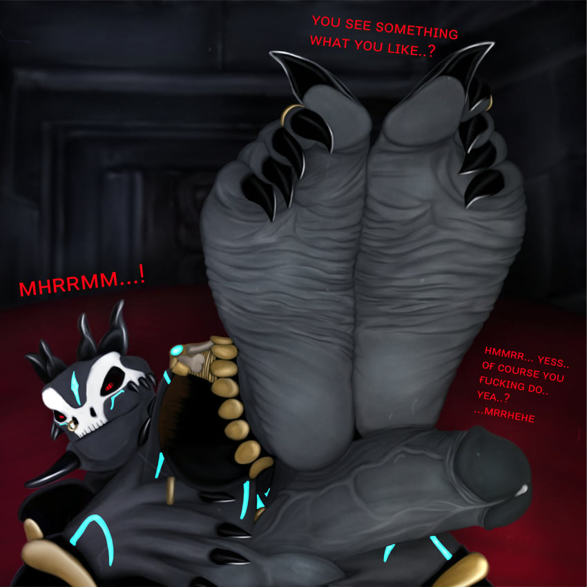 1:1 5_fingers 5_toes absurd_res anthro argonian balls bethesda_softworks big_penis black_claws black_nails bodily_fluids claws colored_nails digit_ring english_text erection feet fingers foot_fetish foot_focus genital_fluids genitals grey_balls grey_penis hi_res humanoid humanoid_feet humanoid_genitalia humanoid_hands humanoid_penis jewelry lizard male male/male nails penis precum qeth qeth-wyrm qethwyrm666 red_eyes reptile ring scalie soles solo teasing text the_elder_scrolls toe_claws toe_ring toes video_games wrinkled_feet