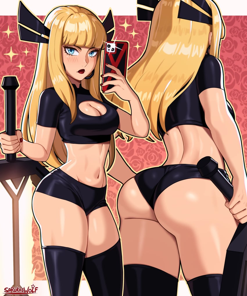 1girls 2d big_ass big_breasts blonde_hair female female_only magik_(illyana_rasputin) magik_(marvel_rivals) marvel marvel_rivals phone sarukaiwolf selfie thick_thighs