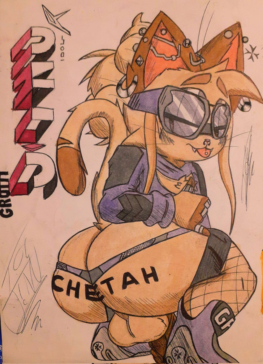 1boy balls big_ass big_butt cat_ears cat_tail dyablou femboy femboy_only furry furry_only male traditional_art traditional_media_(artwork)