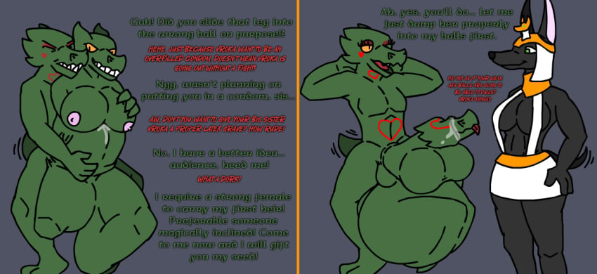 anthro body_outline brother_(lore) brother_and_sister_(lore) canid canine canis cock_vore duo fatal_vore female genitals incest_(lore) inside_balls jackal kakroon larger_female larger_prey lizard male male/female mammal muscular muscular_female penile penis reptile scalie sibling_(lore) sister_(lore) size_difference smaller_male smaller_pred tournament vore willing_prey