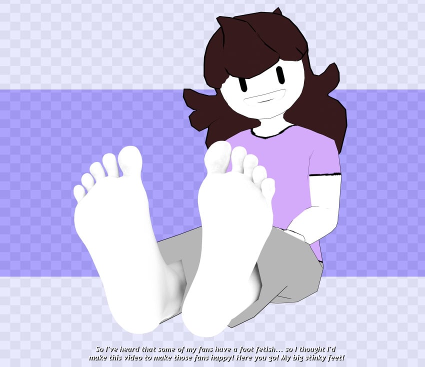 1girls 3d 3d_(artwork) barefeet barefoot black_hair clothed clothed_female dialogue feet feet_focus feet_tease female female female_focus female_only foot_fetish foot_focus foot_play foot_tease footfetishrenders jaiden jaiden_animations jaiden_dittfach jaidenanimations looking_at_viewer smile smiling smiling_at_viewer text toes white_body white_feet white_skin youtube youtuber