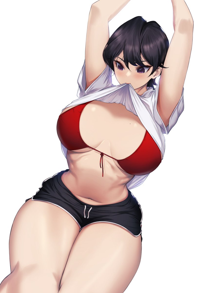 1girls big_breasts blueorca blush blush blushing_at_viewer breasts curvaceous curvy curvy_female female female_focus female_only hi_res highres hourglass_figure huge_breasts komi-san_wa_komyushou_desu komi_shuuko large_breasts light-skinned_female light_skin mole mole_on_breast navel short_hair slim_waist solo solo_female solo_focus tall thick_thighs thighs wide_hips