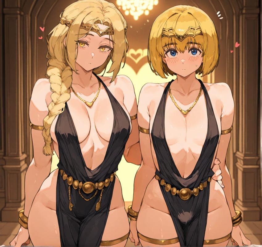 1boy 1girls ai_generated armin_arlert attack_on_titan blonde_hair bulge couple elden_ring femboy queen queen_marika_the_eternal queen_marika_the_eternal_(cosplay) royalty together trap