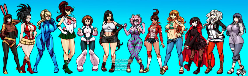 6+girls alluring animal_ears ann_takamaki asahina_aoi ashido_mina big_breasts bishoujo_senshi_sailor_moon black_hair blonde_hair boku_no_hero_academia brown_hair colored_skin crossover danganronpa_(series) final_fantasy final_fantasy_vii hyuuga_hinata jadenkaiba kino_makoto long_hair makoto_kino medium_breasts megami_tensei metroid multiple_girls nami_(one_piece) naruto_(series) naruto_shippuuden nintendo one_piece orange_hair persona persona_5 pink_hair pink_skin ponytail rabbit_ears ruby_rose rwby sailor_jupiter samus_aran smile takamaki_anne tifa_lockhart twintails uraraka_ochako velvet_scarlatina yaoyorozu_momo