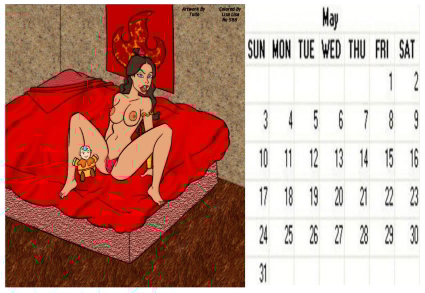 1girls aang air_nomad airbender_tattoo avatar_legends avatar_the_last_airbender calendar_(medium) dark-skinned_female dark_skin female female_only human katara lisa_lisa_(artist) medium_breasts panties solo straight_hair the_avatar tulio water_tribe