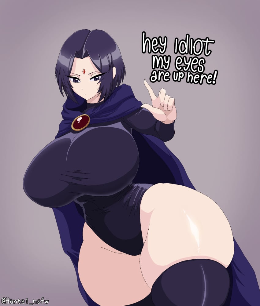 1girls big_breasts big_butt cloak clothed clothing dc dc_comics grey_skin hantai huge_ass huge_breasts human legwear leotard looking_at_viewer outerwear pale_skin purple_eyes purple_hair rachel_roth raven_(dc) short_hair teen_titans thick_thighs thighhighs thunder_thighs tight_clothing wide_hips