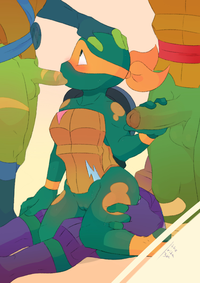 absurd_res andromorph andromorph/male anthro brother brothers cuntboy donatello donatello_(tmnt) foursome genderbend genitals group group_sex hi_res incest intersex leonardo leonardo_(tmnt) male michelangelo michelangelo_(tmnt) oral penetration penis raphael raphael_(tmnt) reptile rise_of_the_teenage_mutant_ninja_turtles rule_63 scalie sex sibling simple_background teenage_mutant_ninja_turtles therita3k turtle