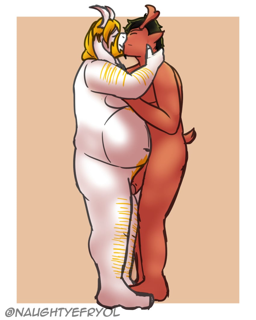 anthro anthro_on_anthro asgore_dreemurr beard blonde_hair bovid caprine cervid deltarune duo efryol eyebrows facial_hair frottage fur genitals goat hair hi_res horn humanoid_genitalia humanoid_penis kissing long_ears making_out male male/male male_only mammal muscular navel penis rudolph_holiday sex slightly_chubby stripes undertale undertale_(series) video_games