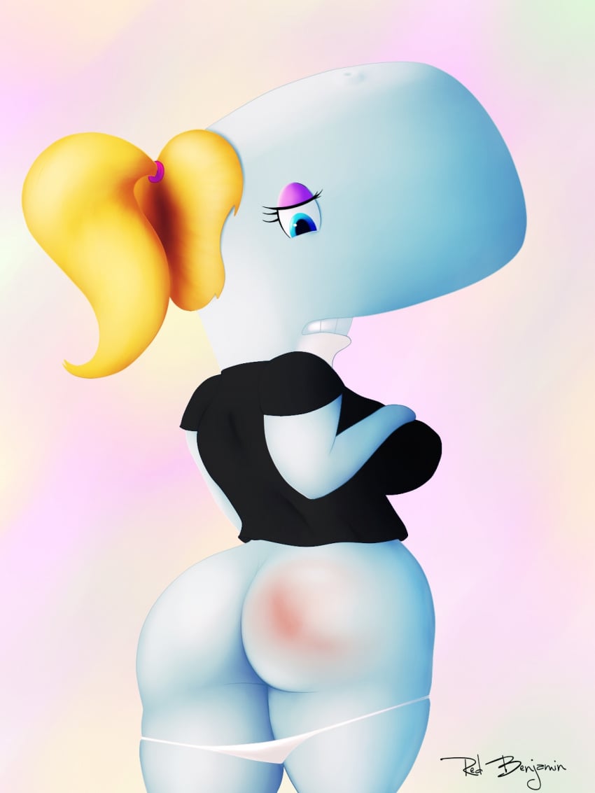 1girl anthro ass black_shirt blonde_hair bruised_ass cetacean female female_only mammal marine nickelodeon pearl_krabs redbenjamin smooth_skin sperm_whale spongebob_squarepants tagme teenager whale