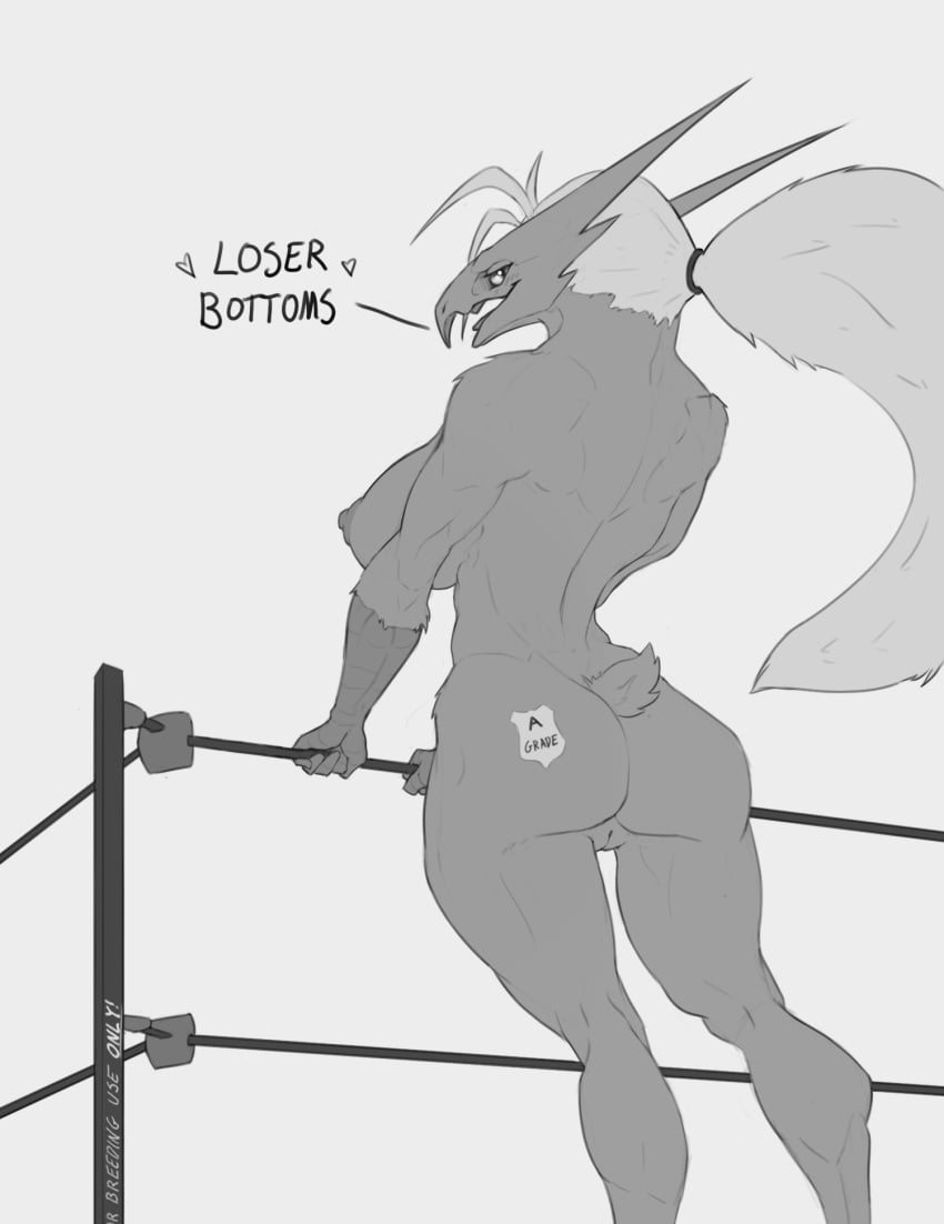 2021 accessory anthro ass athletic athletic_anthro athletic_female avian bedroom_eyes big_breasts big_butt big_hair blaziken breasts deltoids feathers female fighting_ring genitals hair hair_accessory hair_tie hi_res imminent_sex looking_at_viewer monochrome muscular muscular_anthro muscular_female narrowed_eyes nintendo nipples nude pokemon pokemon_(species) pussy seductive shredded_wheat solo tail_tuft thick_thighs tuft video_games wide_hips wingless_avian wrestler