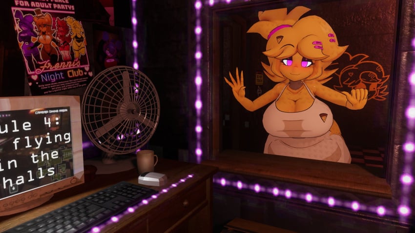 1girls 3d apron arrowgab breasts chiku chiku_(cryptia) cryptiacurves fazclaire's_nightclub female female_only fredina's_nightclub smile solo solo_female vrchat window