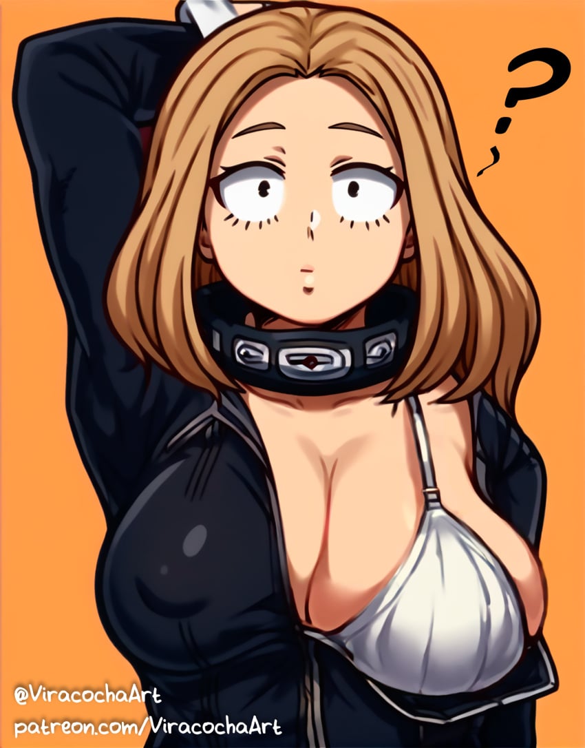 accidental_exposure ai_assisted ai_generated anime anime_girl big_breasts boku_no_hero_academia breasts camie_utsushimi confused exibitionism heroine my_hero_academia student underboob underwear viracochaart