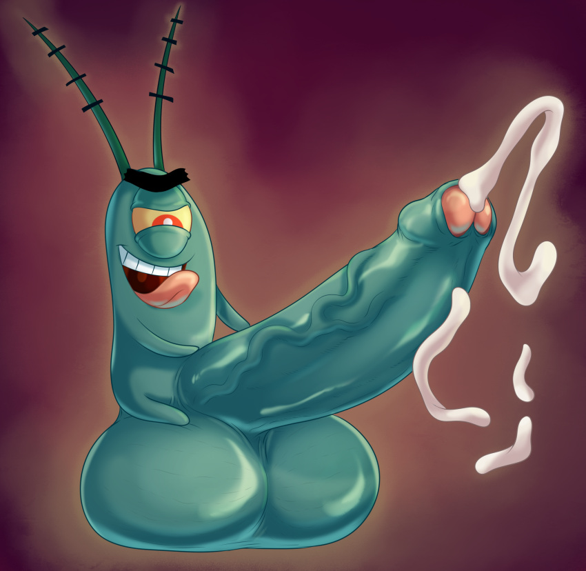 1_eye 1boy antennae_(anatomy) anthro balls big_balls big_penis bodily_fluids cum cumshot ejaculation erection foreskin genital_fluids genitals glans green_balls green_body green_penis hi_res huge_balls huge_cock humanoid_genitalia humanoid_penis hyper hyper_balls hyper_genitalia hyper_penis male male_only marine nickelodeon nude open_mouth open_smile partially_retracted_foreskin penis pink_glans plankton_(species) shadowpelt sheldon_j._plankton smile smooth_skin solo spongebob_squarepants teeth tongue tongue_out vein veiny_penis