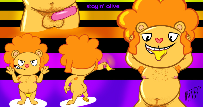 armpit_hair ass balls body_hair bulge chest_hair clothing disco_bear_(htf) genitals happy_tree_friends hi_res male moobs nipples nude penis pubes solo solo_male speedo squirrelfromthesouth swimwear