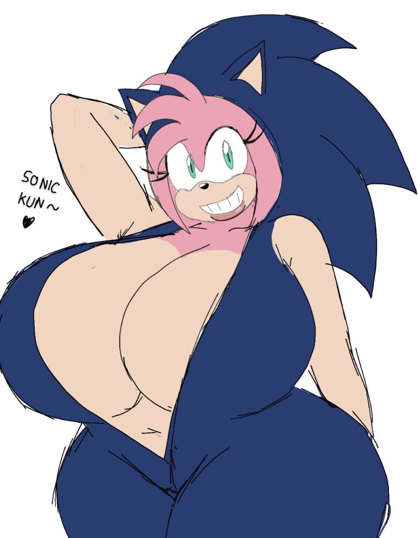 amy_rose big_breasts big_lips breasts cosplay curvy_figure heart lips momiji_(artist) sonic_(series) sonic_the_hedgehog sonic_the_hedgehog_(series) tagme voluptuous