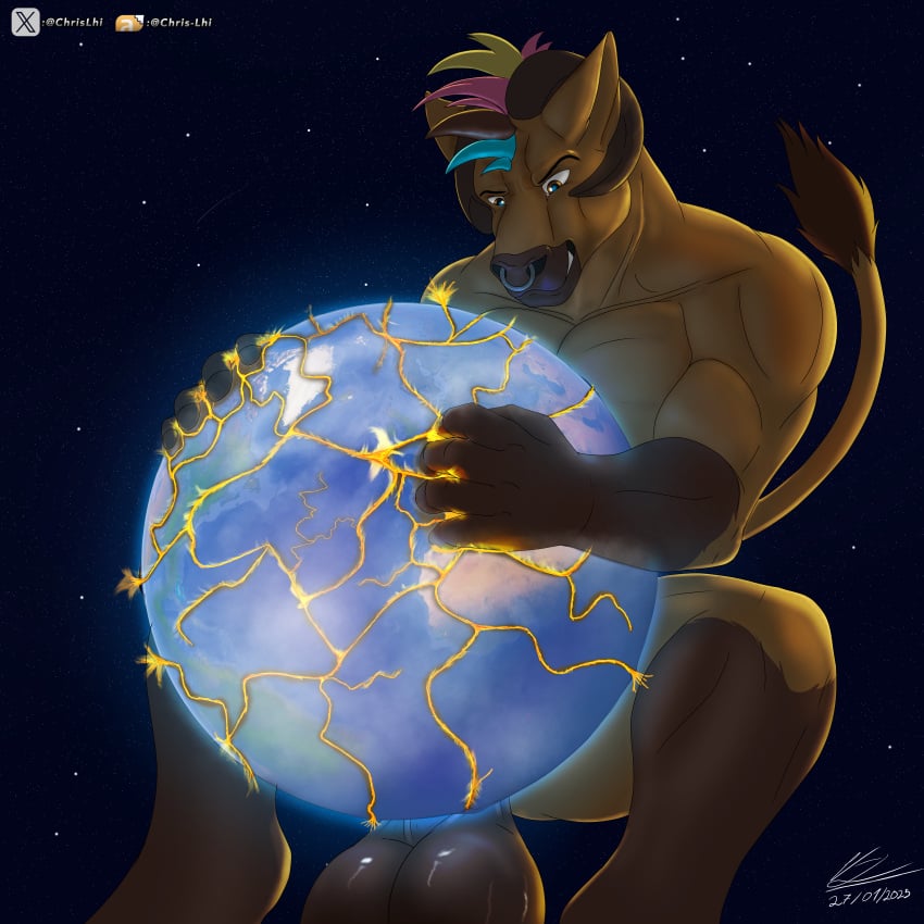 absurd_res anthro ass balls big_balls big_butt bovid bovine cattle chrislhi cosmic_background destruction earth evil_face evil_grin explosion explosive_orgasm genitals hi_res holding_planet huge_butt macro male mammal muscular muscular_anthro muscular_male planet planet_destruction planet_penetrated size_difference smile smirk solo space space_background