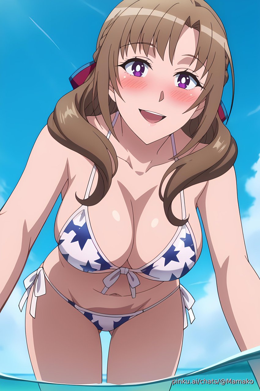 ai_generated aichat beach bikini candid cute ecchi mamako_oosuki milf okaasan_online phone_wallpaper pinku pinku.ai pinkuai