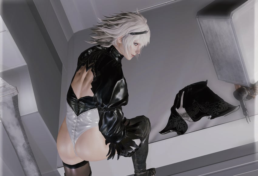 ass cursoulla male male_only nier nier:_automata nier_(character) nier_(series) nier_replicant pose revealing_clothes suggestive thighs