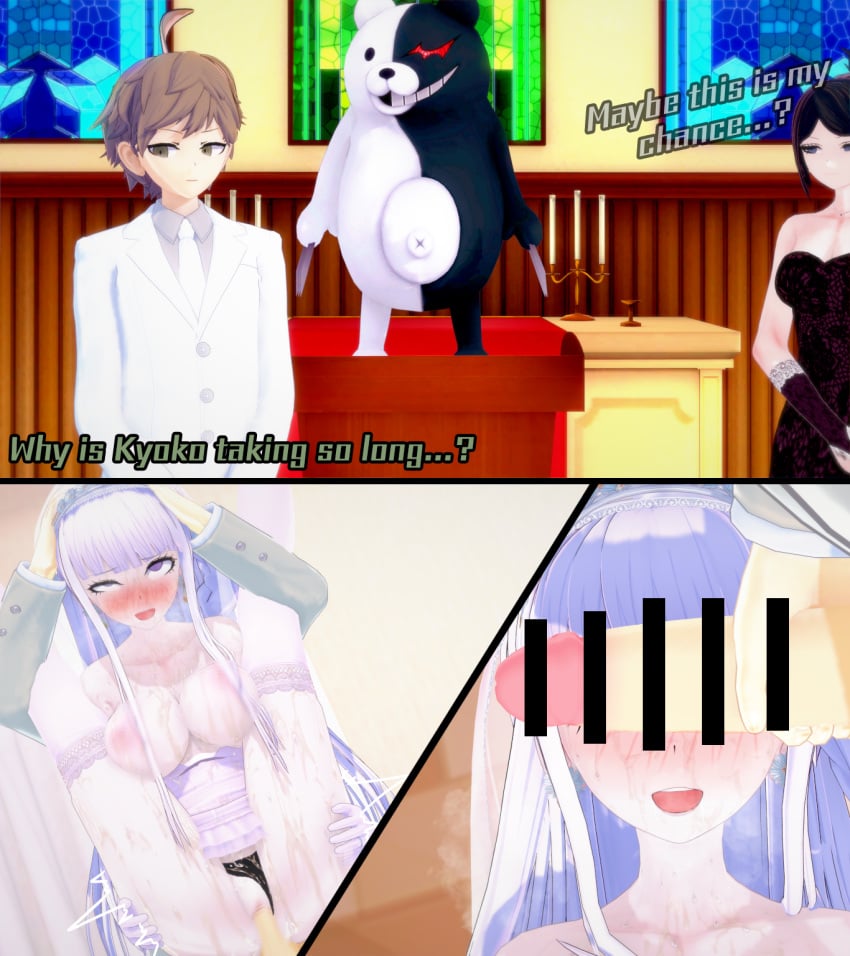 bookie bride cheating_on_wedding_day cheating_wife danganronpa danganronpa:_trigger_happy_havoc hinata_hajime kirigiri_kyouko mukuro_ikusaba naegi_makoto ntr sex wedding_dress wedding_night