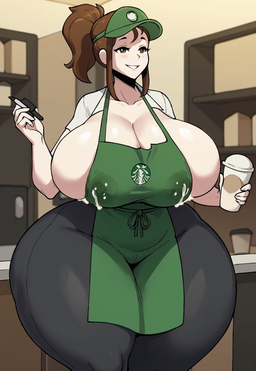 1girl 1girls 1woman ai_generated attractive barista beautiful big_breasts big_thighs bombshell_barista bottom_heavy breast_milking breasts brown_hair child_bearing_hips coffee coffee_cup content_smile curvaceous curves curvy curvy_body curvy_female curvy_figure curvy_hips dummy_thicc eli_(tail-blazer) employee_uniform extra_thicc fat_breasts fat_thighs female female_focus female_only giant_ass hands-free_lactation hourglass_figure hourglass_figured_female huge_boobs huge_breasts huge_thighs ice_latte lactating lactating_nipples lactating_through_clothing lactation lactation_through_clothes lactation_without_stimulation large_breasts large_thighs massive_breasts massive_hips meme milk milking milky_breast mommy_milkers not_my_oc nsfw pawg_build ponytail pretty restaurant sexy sexy_body smile smiley_face smiling solo solo_female solo_focus tail-blazer thick_thighs tight_clothing tight_fit voluptuous voluptuous_female wide_hips