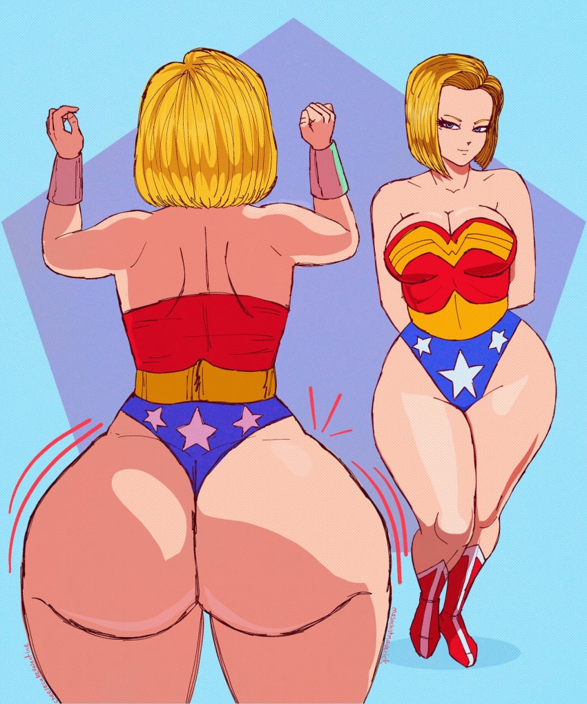 1girls android_18 ass ass big_ass big_butt blonde_hair blonde_hair blonde_hair_female cheesecake98013 dragon_ball large_ass large_butt light-skinned_female light_skin looking_at_viewer smile smiling smiling_at_viewer