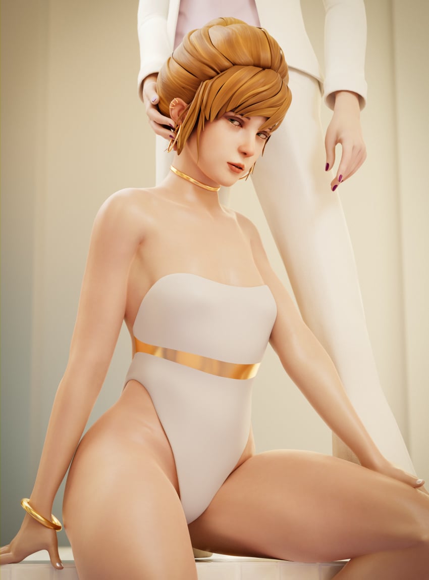 2females 3d bare_arms bare_hips bare_legs bare_shoulders bare_thighs female_dominating_female fully_clothed kate_marsh leotard life_is_strange medium_breasts sfw strapless_leotard submissive submissive_female tagme thick_thighs thong ubermachineworks victoria_chase wide_hips