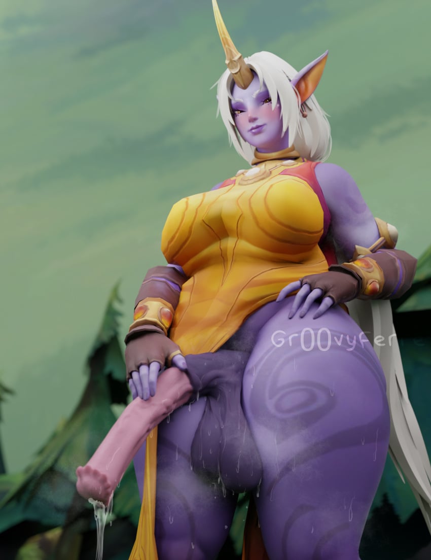 3d celestial_(league_of_legends) chubby chubby_futanari clothes_lift excessive_precum futanari gr00vyferret horsecock horsecock_futanari league_of_legends league_of_legends:_wild_rift precum precum_drip precum_string solo_futa solo_futanari soraka sweaty sweaty_body sweaty_cock thick thick_legs thick_thighs