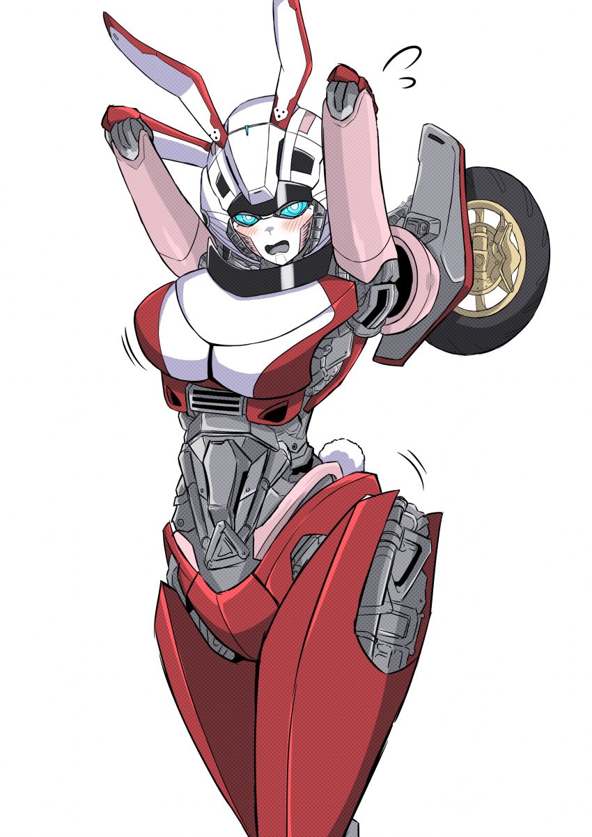 1girls arcee arcee_(rotb) blush bunny_ears female female_only konro_yoyogei robot robot_girl solo tagme transformers transformers_rise_of_the_beasts white_background