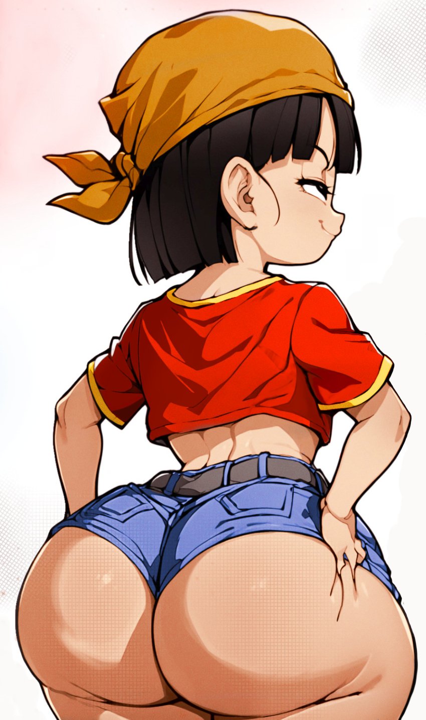 3rd_party_edit ai_assisted ai_generated big_ass dragon_ball dragon_ball_gt female female_only huge_ass pan_(dragon_ball) shortstack smug_face thick_thighs wide_hips z-art