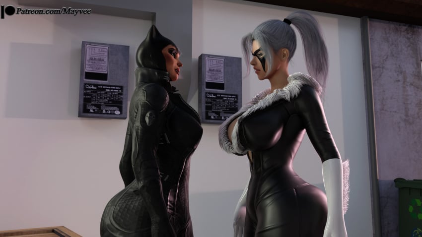 2girls 3d batman_(series) big_ass big_breasts big_thighs black_cat_(marvel) breasts bust busty catwoman chest crossover curvaceous curvy curvy_figure dc dc_comics felicia_hardy female hips hourglass_figure huge_ass huge_breasts large_ass large_breasts legs light-skinned_female light_skin marvel marvel_comics mature mature_female mayvee selina_kyle slim_waist spider-man_(series) thick thick_hips thick_legs thick_thighs thighs top_heavy voluptuous voluptuous_female waist white_hair wide_hips wide_thighs