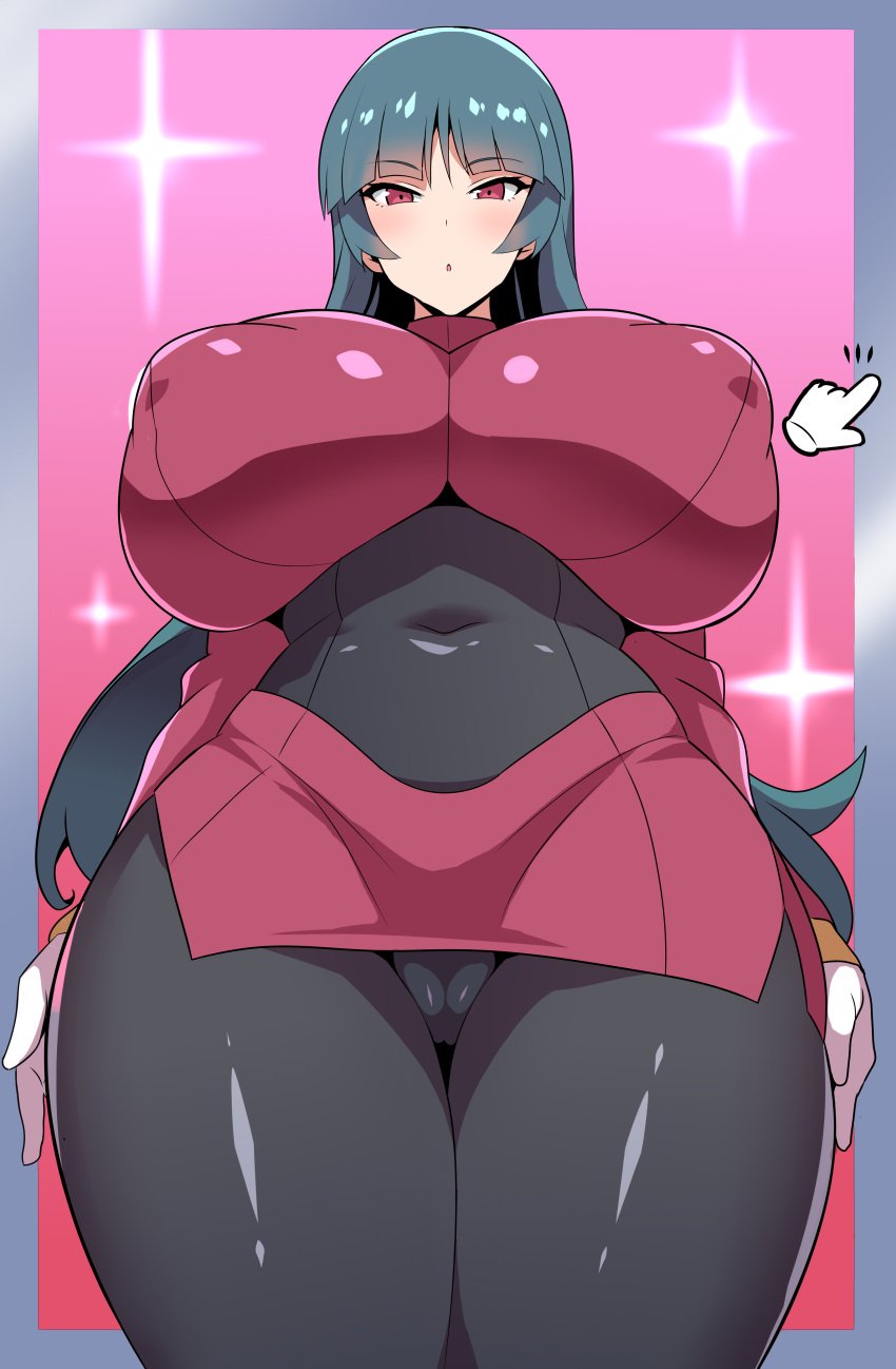 alternative_bust_size bangs black_bodysuit black_hair blunt_bangs blush bodysuit breasts busty cameltoe clothing covered_erect_nipples covered_navel cowboy_shot cursor curvaceous erect_nipples erect_nipples_under_clothes female female female_only game game_freak gloves high_resolution hime_cut huge_breasts impossible_clothes konno_tohiro large_breasts large_filesize long_hair long_sleeves looking_at_viewer navel nintendo nipples pantyhose pokemon pokemon_(game) pokemon_character pokemon_red_green_blue_&_yellow red_eyes red_skirt sabrina_(pokemon) shiny shiny_clothes shiny_skin skin_tight skirt solo standing thick_thighs thighs very_high_resolution very_long_hair white_gloves wide_hips