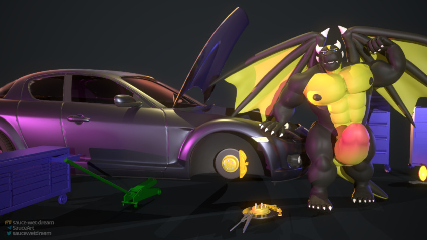 16:9 3d_(artwork) 5_fingers 5_toes abs anthro anthro_focus balls barazoku barefoot biceps big_balls big_glans big_muscles big_pecs big_penis car claws collarbone digital_media_(artwork) draco_zek dragon erection feet fingers flexing flexing_bicep flexing_muscles genitals horn huge_cock humanoid_feet humanoid_genitalia humanoid_hands humanoid_penis hyper hyper_genitalia hyper_penis kemono male male/male male_anthro male_focus mechanic model muscular muscular_anthro muscular_male navel nipples pecs penis saucewetdream sculpt solo thick_penis thick_thighs toes vehicle widescreen